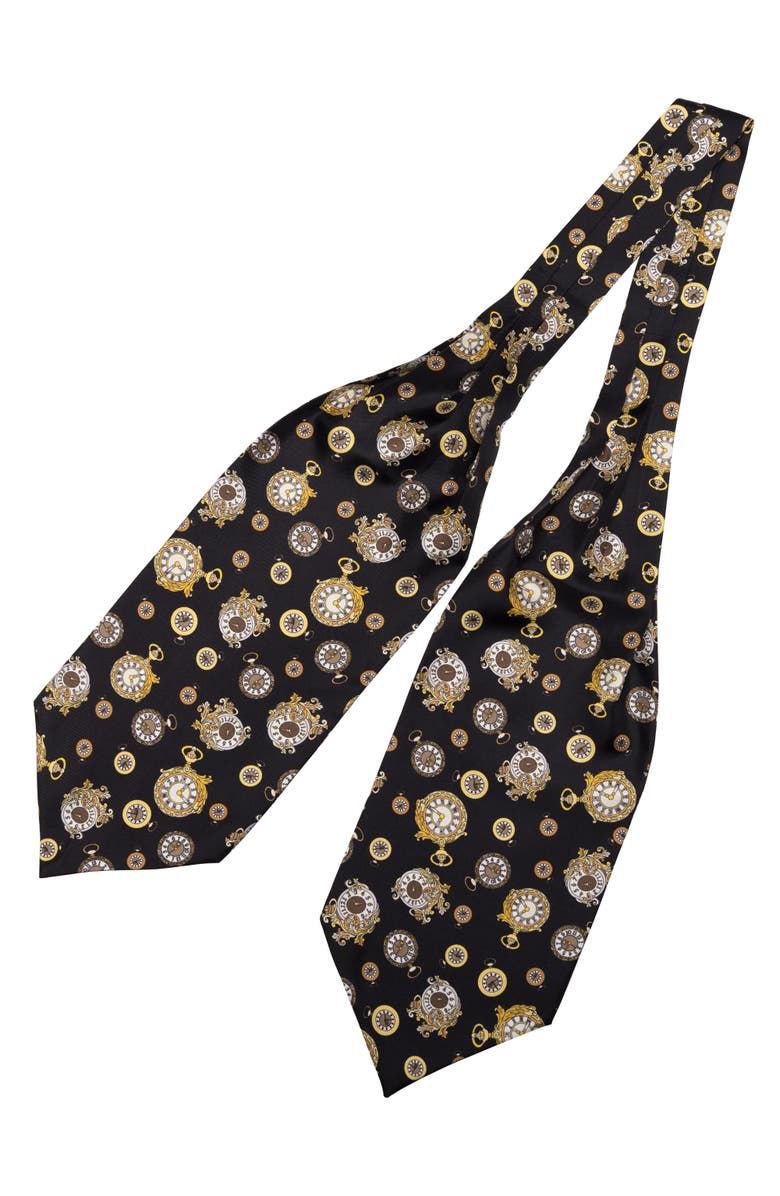 Elizabetta Gilded Keeper - Silk Ascot Cravat Tie for Men, Alternate, color, 