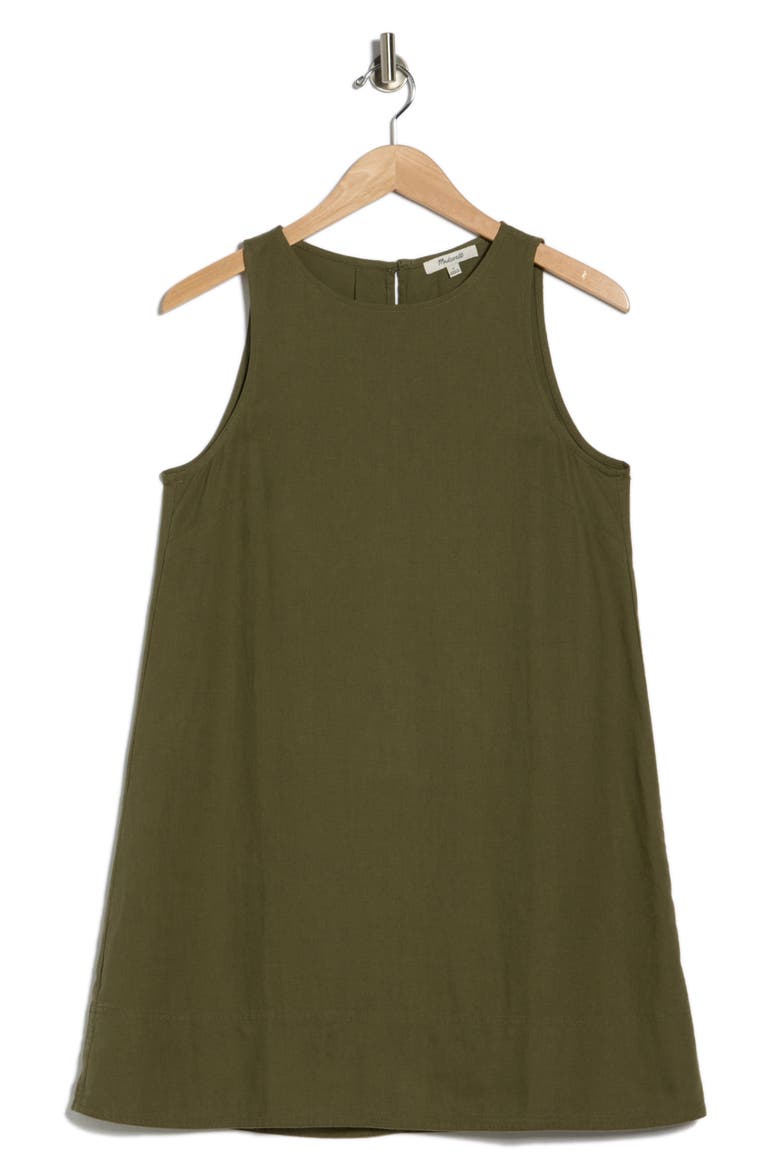 Linen Blend Shift Minidress, Alternate, color, FADED IVY