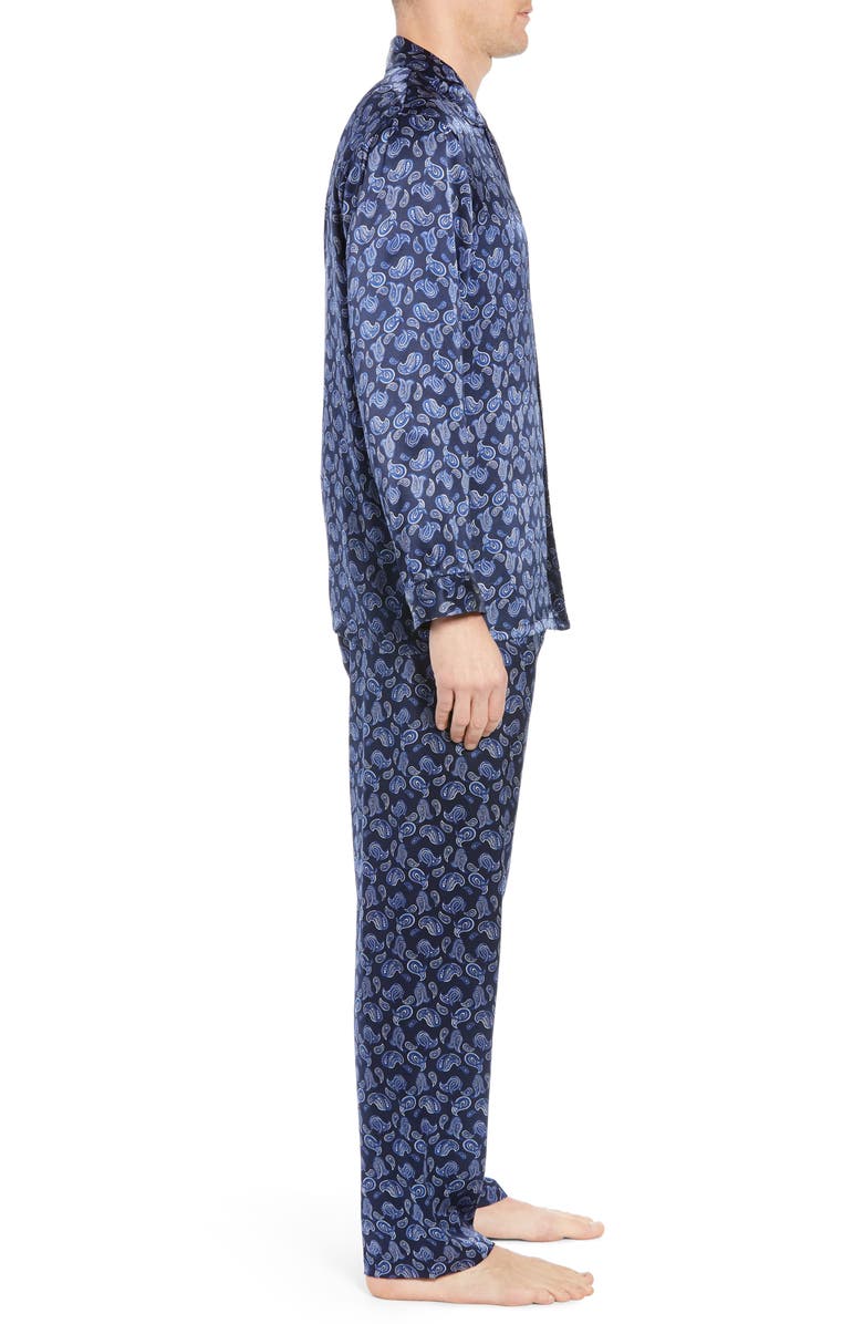 Majestic International Sapphire Silk Pajama Set, Alternate, color, 