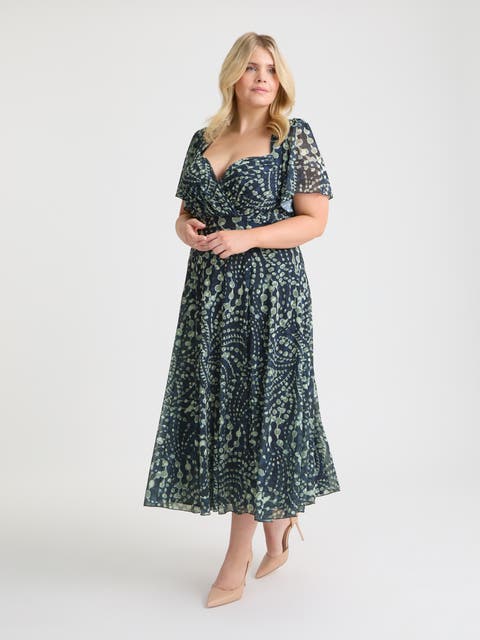 Liz Floral Bolero Wrap Bodice Midi Dress
