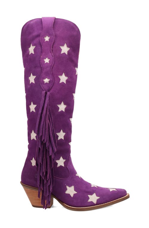 Dingo Super Star Knee High Western Boot In Purple