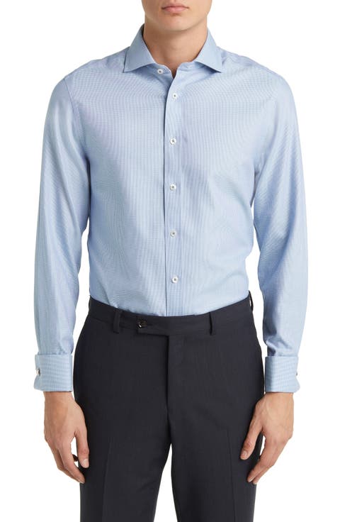 Non-Iron Clifton Weave Cutaway Slim Fit Shirt Double Cuff