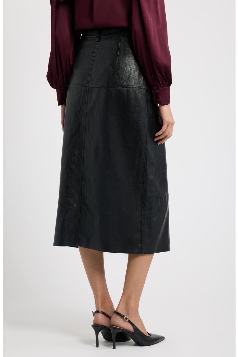 Leslie Faux Leather Midi Skirt, Alternate, color, BLACK