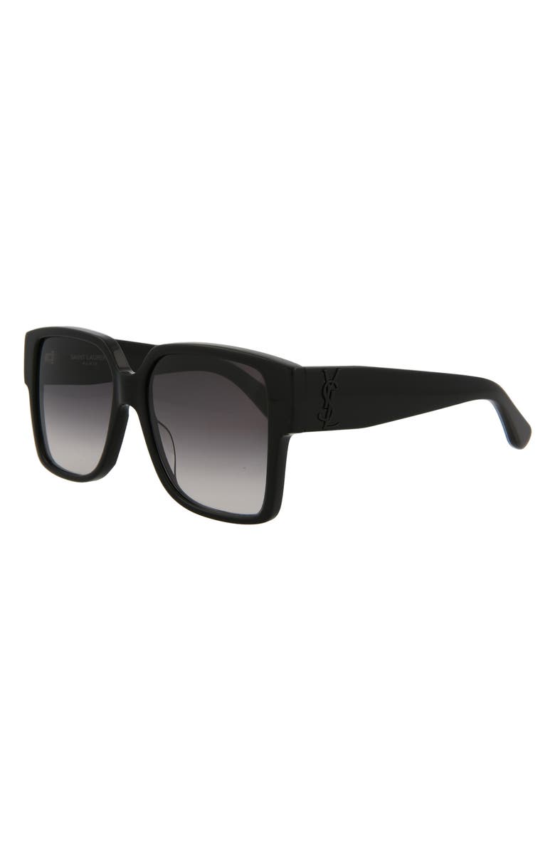 Saint Laurent 55mm Square Sunglasses, Alternate, color, Black Black Grey