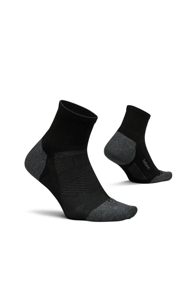 Elite Max Cushion Quarter Sock Athletic Running Socks, Targeted Compression, Moisture Wicking, Main, color, Black