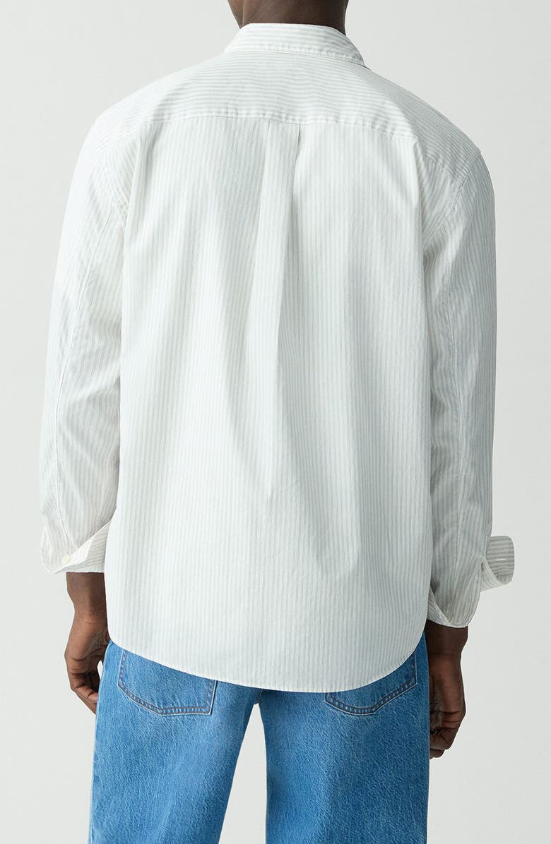 Theory Weekend Stripe Cotton Button-Up Shirt, Alternate, color, White/ Walnut