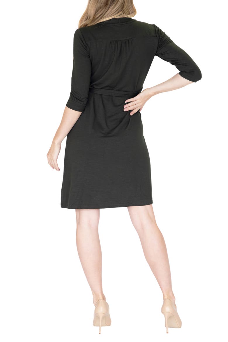 Empire Waist Maternity/Nursing Wrap Dress, Alternate, color, BLACK