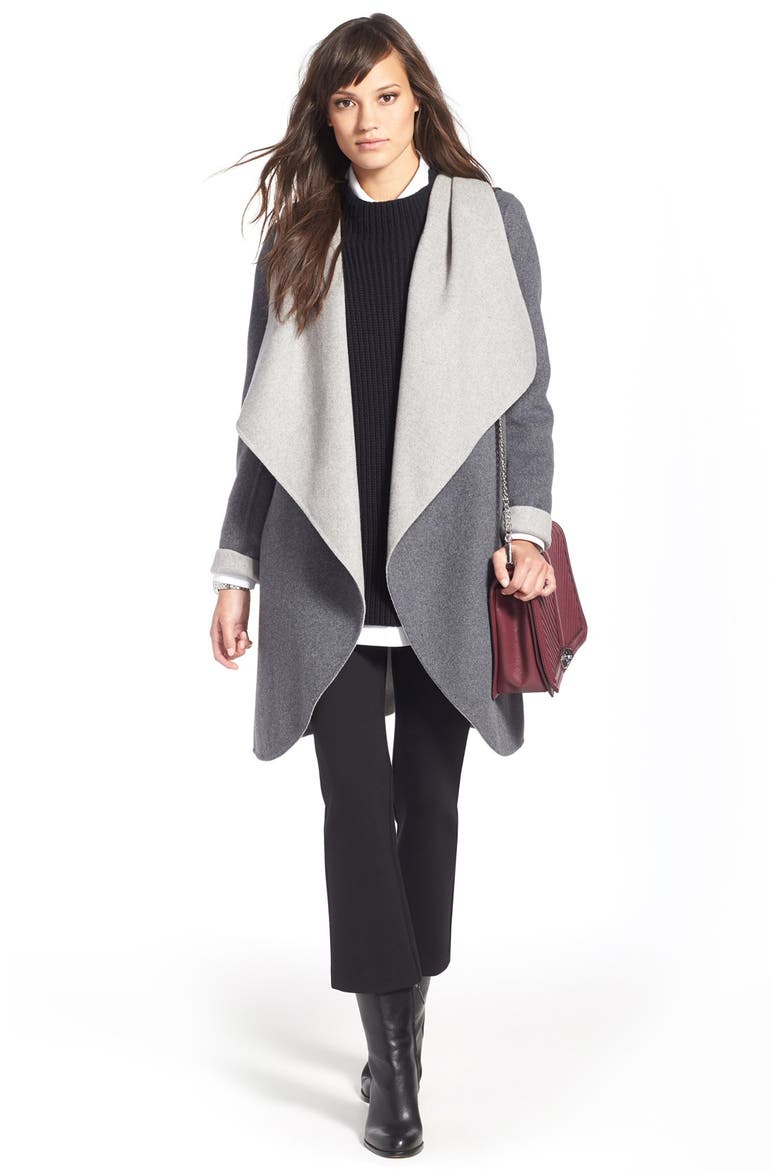 Reversible Double Face Hooded Wrap Jacket, Alternate, color, ASH/ STORM