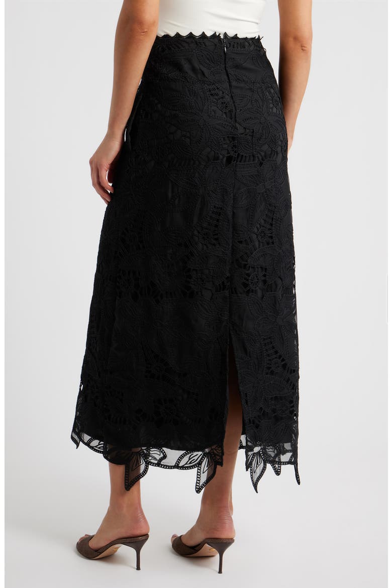 Lori Lace Midi Skirt, Alternate, color, BLACK