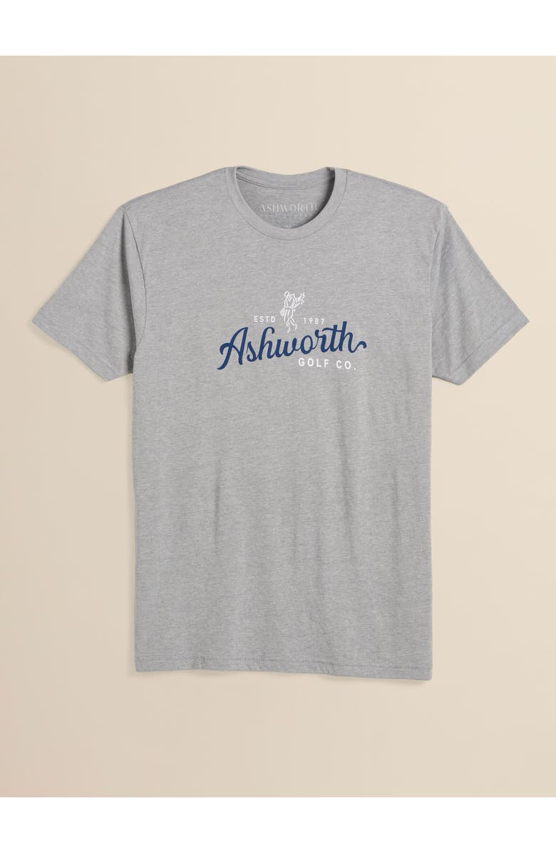 ASHWORTH GOLF Ashworth Script Tee, Main, color, Heather Grey W/ Navy White