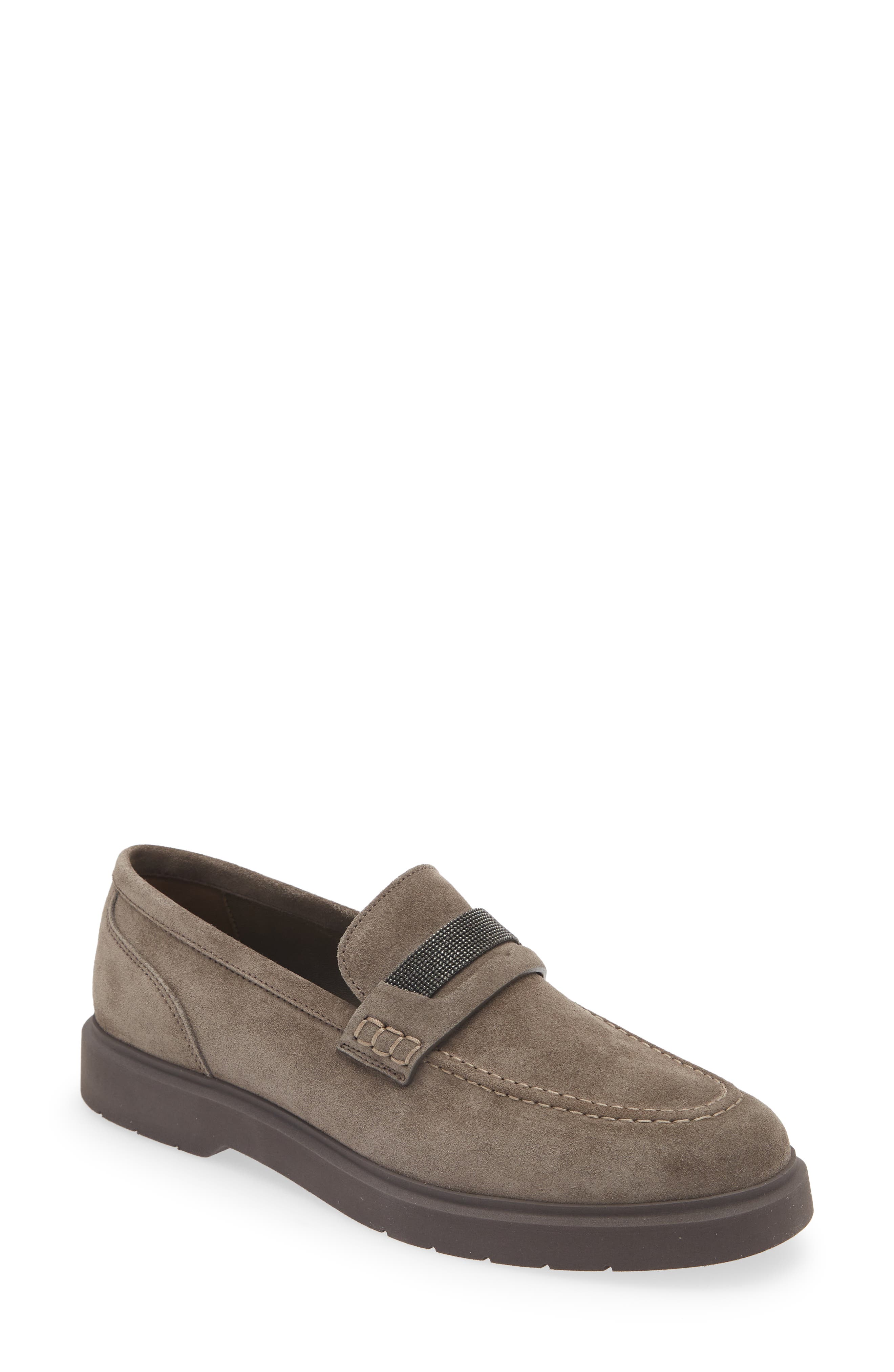 Brunello Cucinelli Monili Trim Loafer, Main, color, C8212 Dark Grey