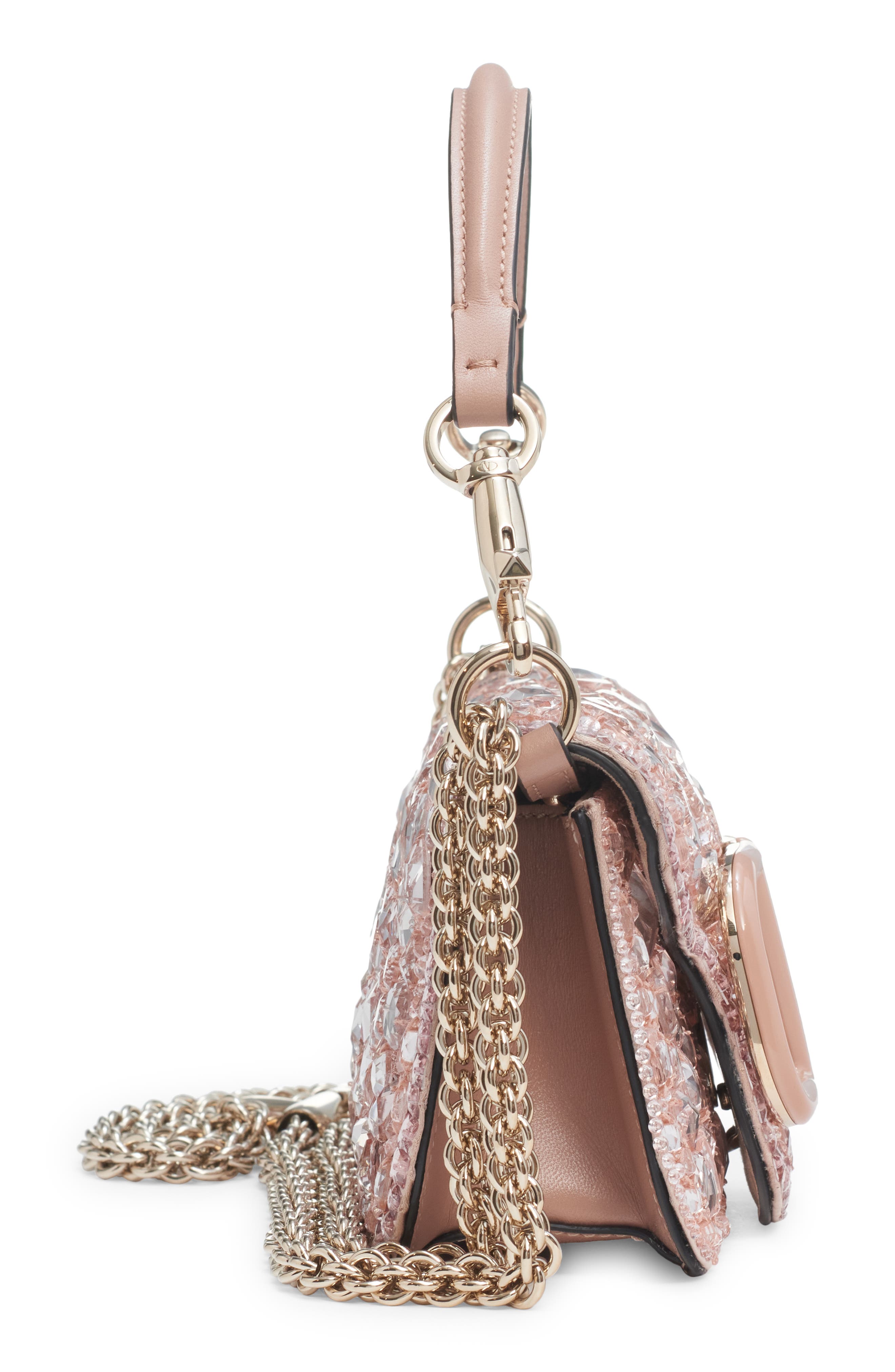 Valentino Garavani Small Locò Crystal Embellished Shoulder Bag, Alternate, color, 