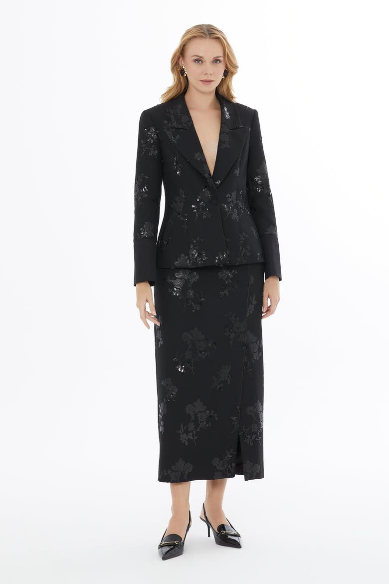 Notch Lapel Buttoned Tailored Jacket, Alternate, color, Black