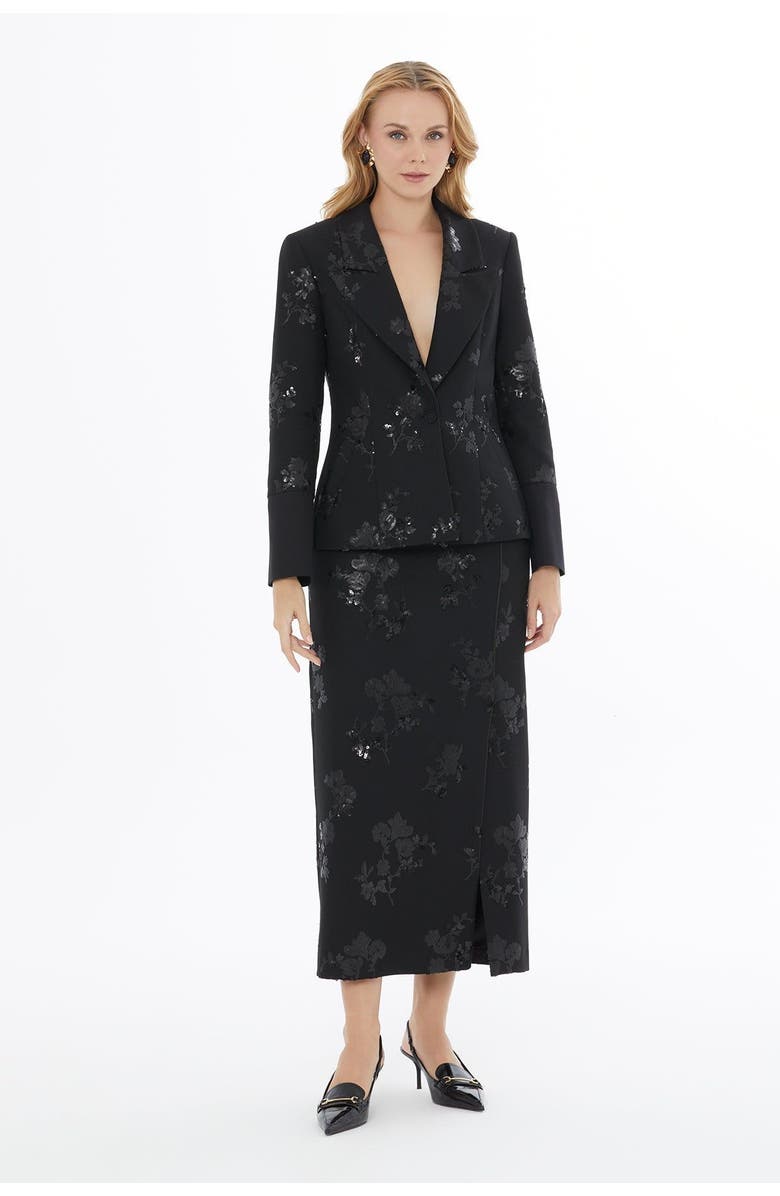 Gizia Notch Lapel Buttoned Jacket, Alternate, color, Black