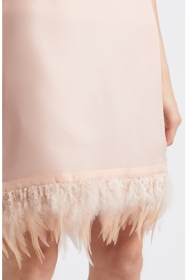 Lark Feather Trim Silk Skirt, Alternate, color, SANDROSE