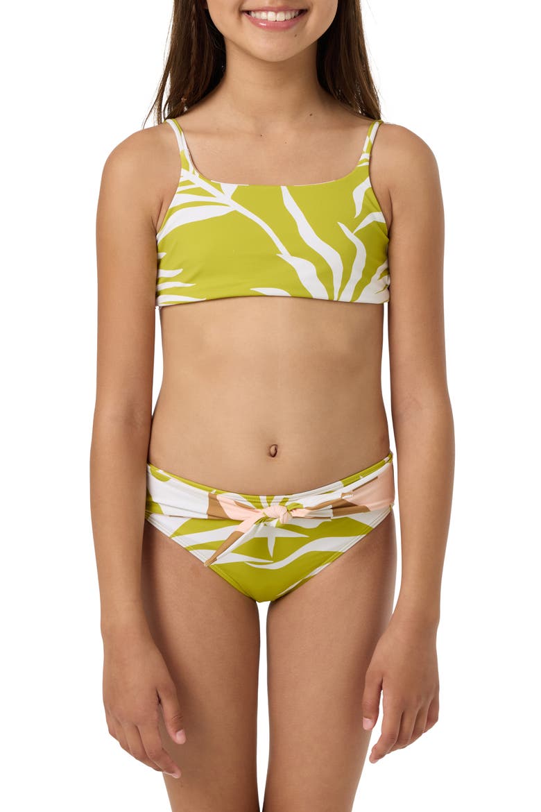 Kids' Skylar Palm Reversible Two-Piece Swimsuit, Alternate, color, CHARTREUSE