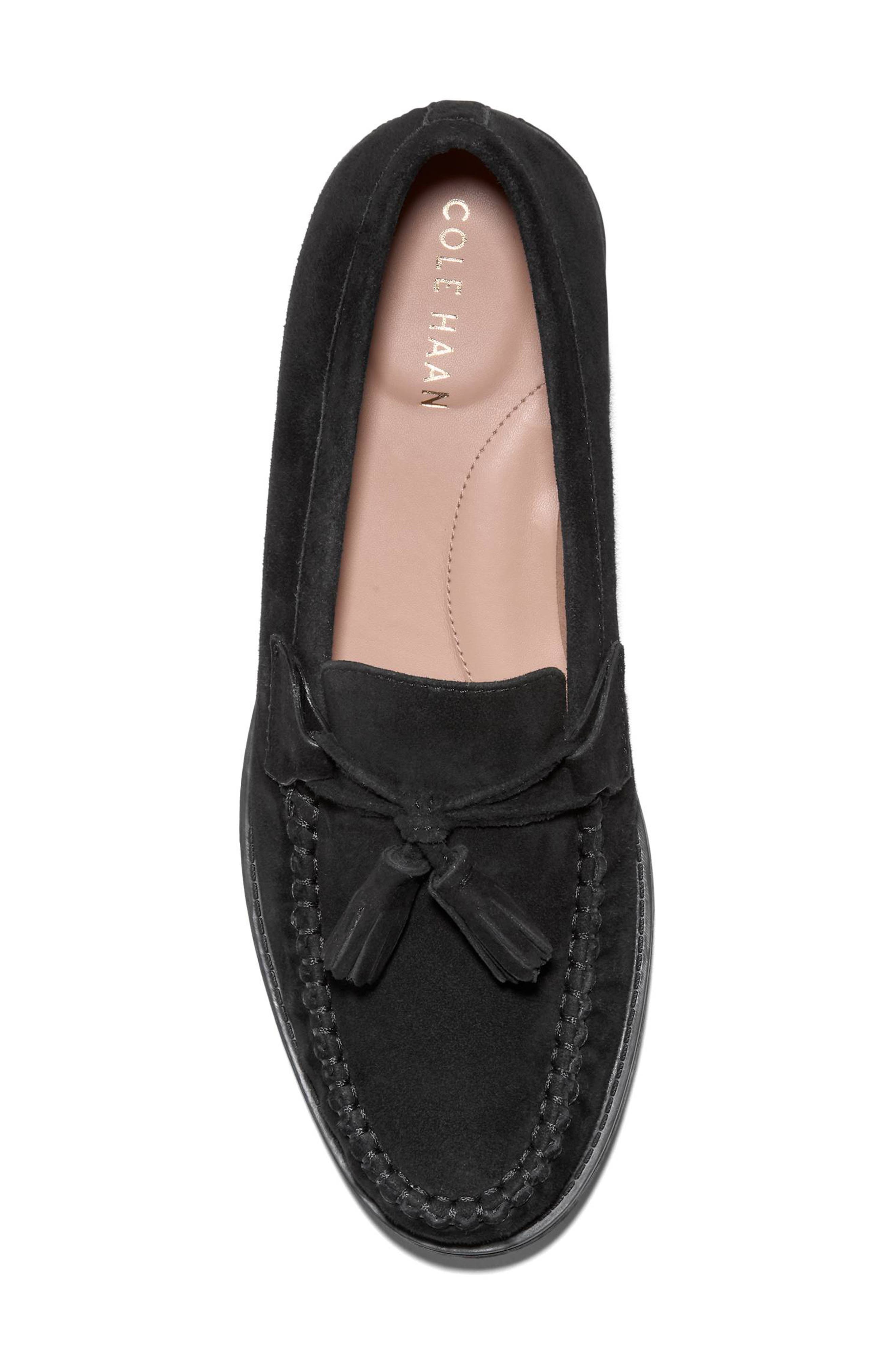 Cole Haan Stassi Tassel Loafer, Alternate, color, Black Suede