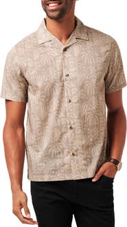 TravisMathew Desert Sun Short Sleeve Cotton Blend Button-Up Shirt