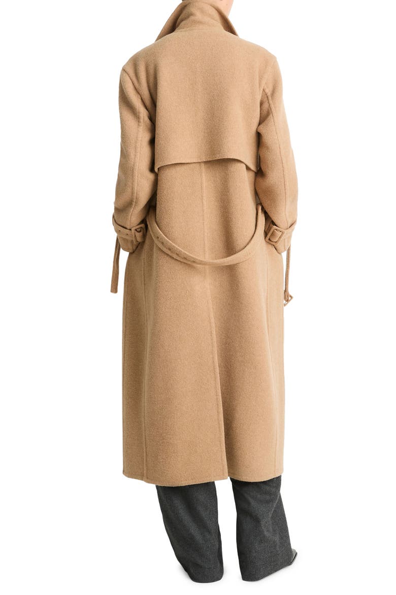 Double Breasted Wool Blend Belted Coat, Alternate, color, CAMEL
