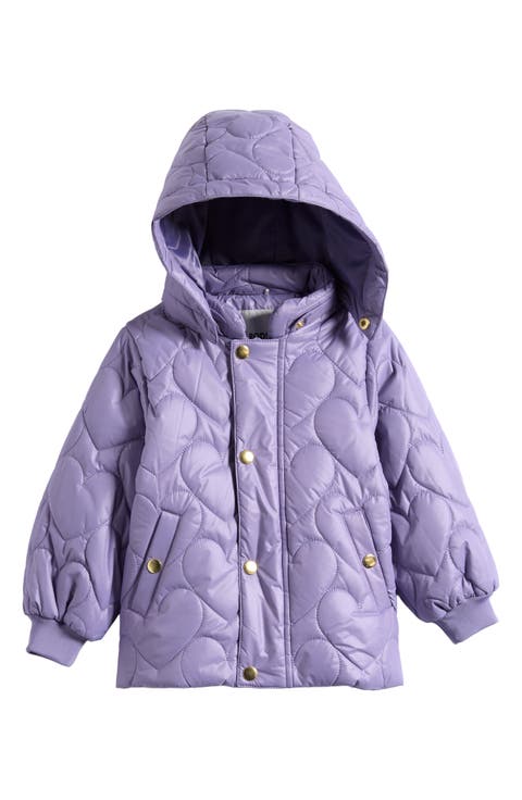 Kids' Heart Quilt Hood Puffer Jacket