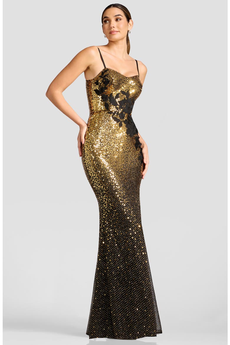 Giovanna Sequin Sleeveless Mermaid Gown, Alternate, color, GOLD MULTI