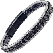 Link Up Woven Leather And Stainless Steel Bracelet