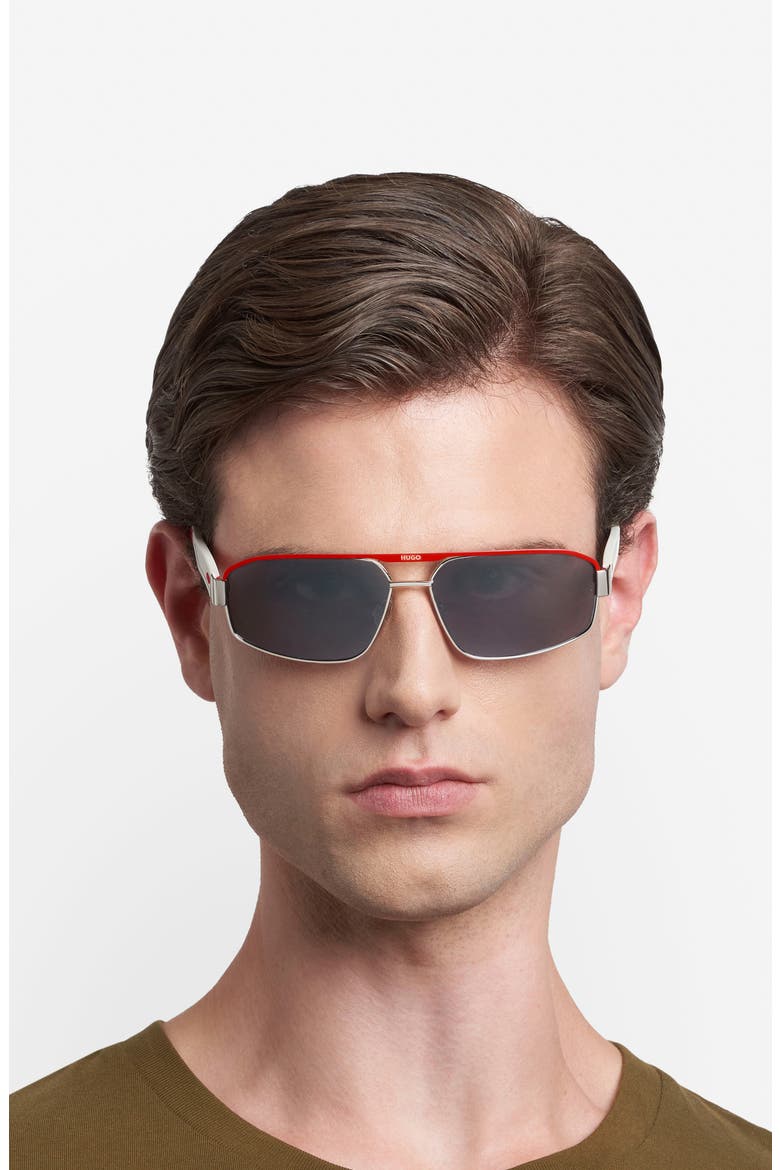 60mm Navigator Sunglasses, Alternate, color, PALLADIUM RED/ SILVER SP
