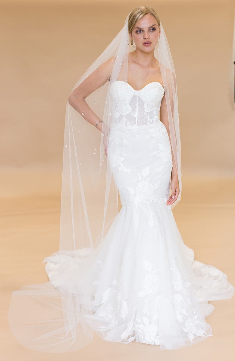 Brides & Hairpins Ottiline Crystal Cathedral Veil, Main, color, Ivory