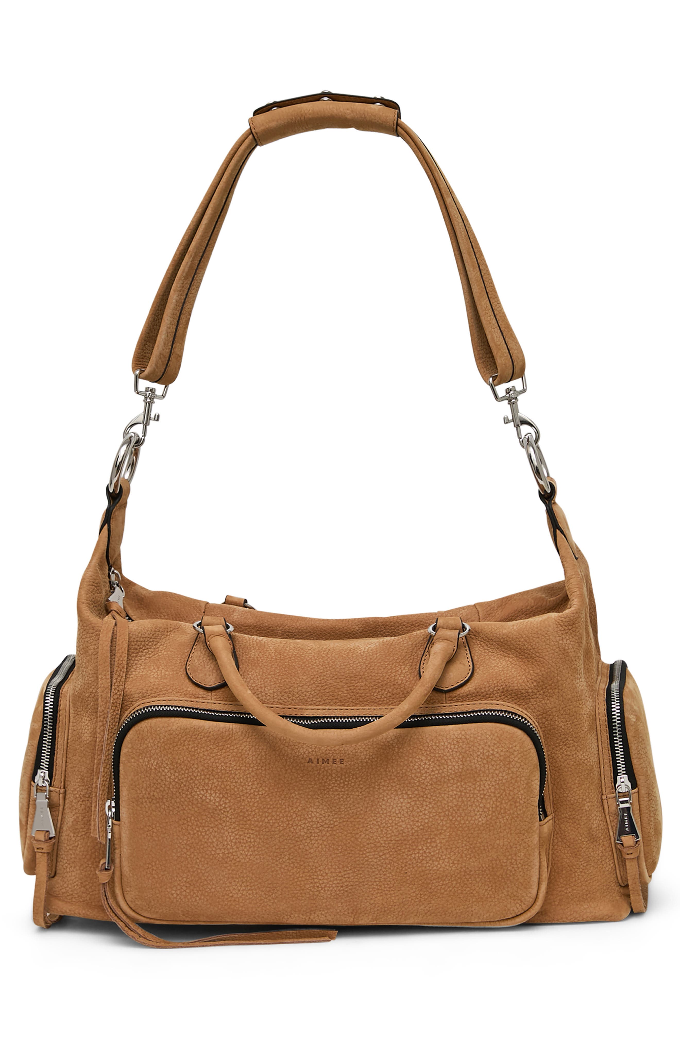 Away We Go Leather Duffle Bag, Alternate, color, LATTE NUBUCK