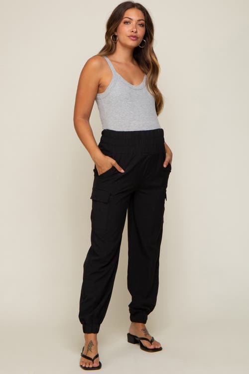 Pinkblush Cargo Pocket Joggers In Black