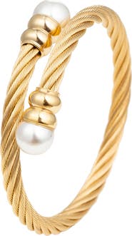EYE CANDY LOS ANGELES Sibelle Faux Pearl Twisted Cable Bracelet
