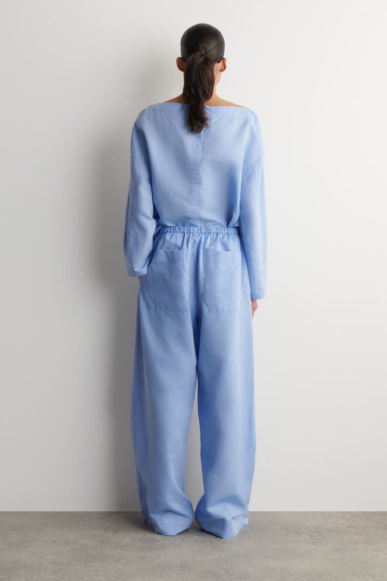 Wide-leg Linen Drawstring Trousers, Alternate, color, LIGHT BLUE
