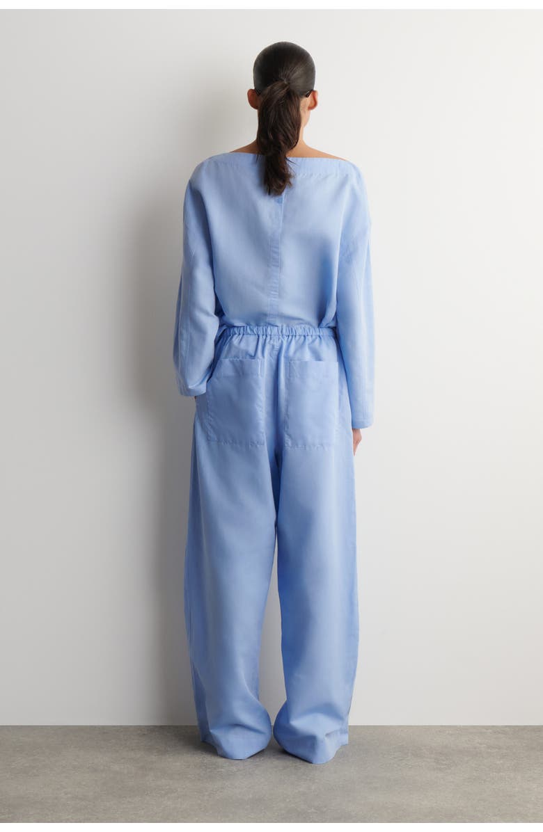 COS Wide-leg Linen Drawstring Trousers, Alternate, color, Light Blue