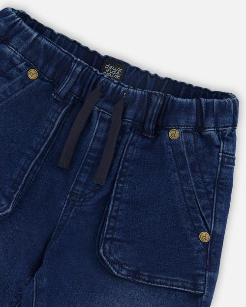 Deux Par Deux Little Boy's French Terry Denim Jogger Pant Dark Denim Blue In Dark Denim Blue