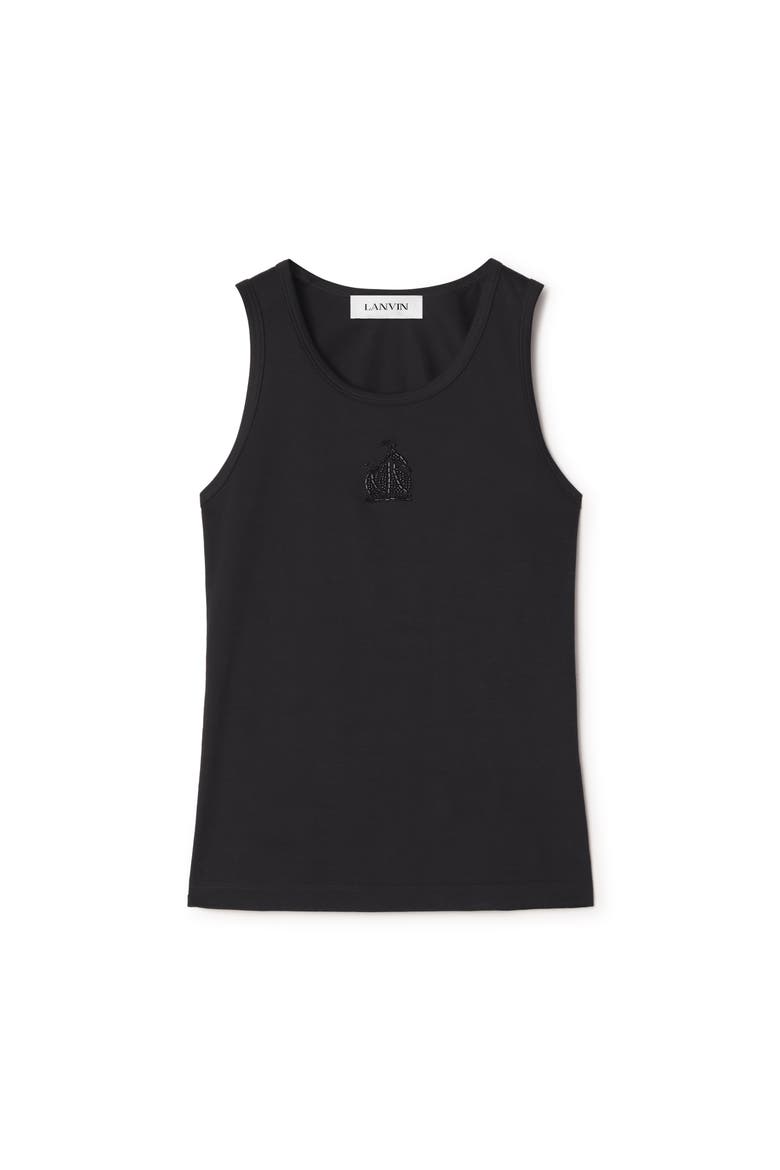 Mother And Daughter Embroidered Jersey Tank Top, Alternate, color, Black