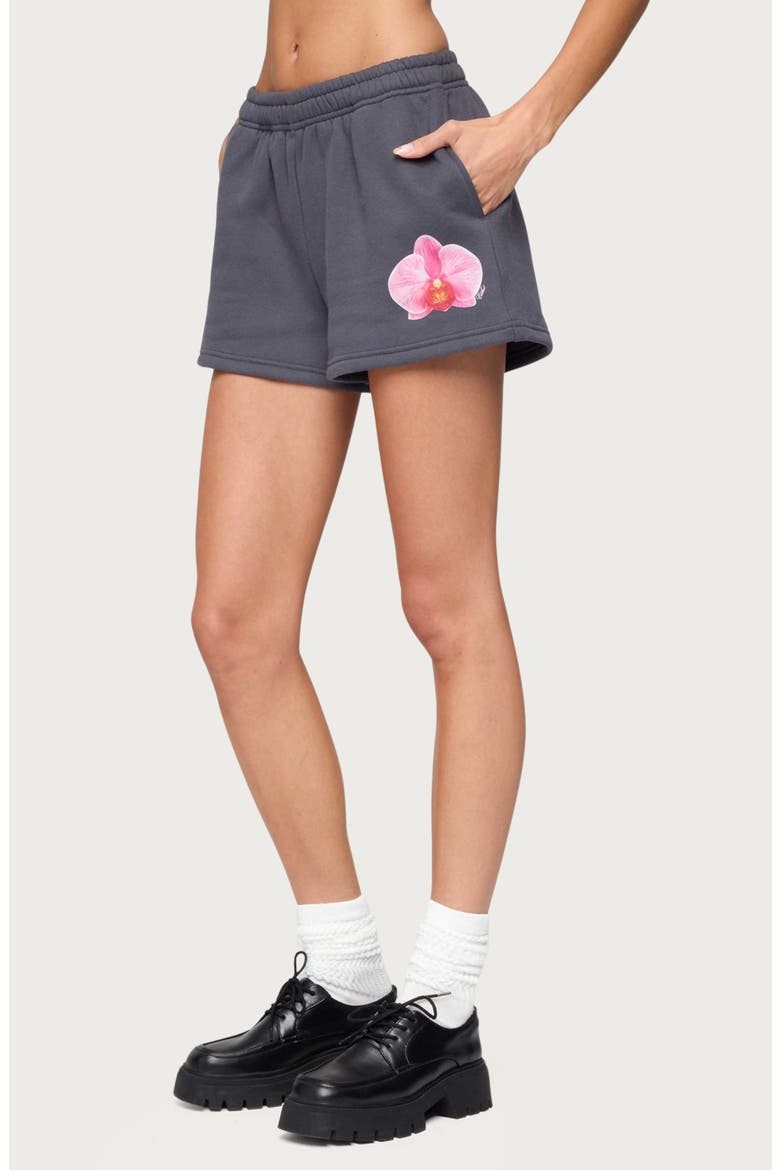 Orchid Babe Fleece Sweatshorts, Alternate, color, DARK-GRAY