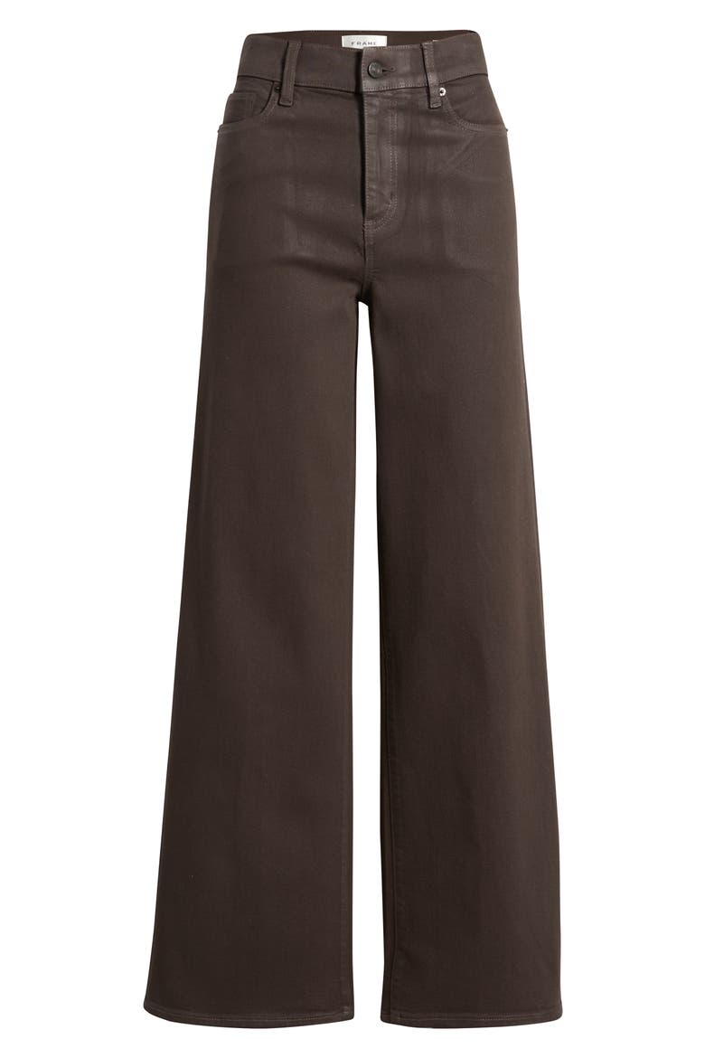 Le Slim Palazzo Coated High Waist Wide Leg Jeans, Alternate, color, TRUFFLE COATED