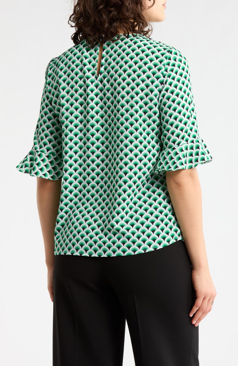 CeCe Crewneck Ruffle Sleeve Top, Alternate, color, Holly Green