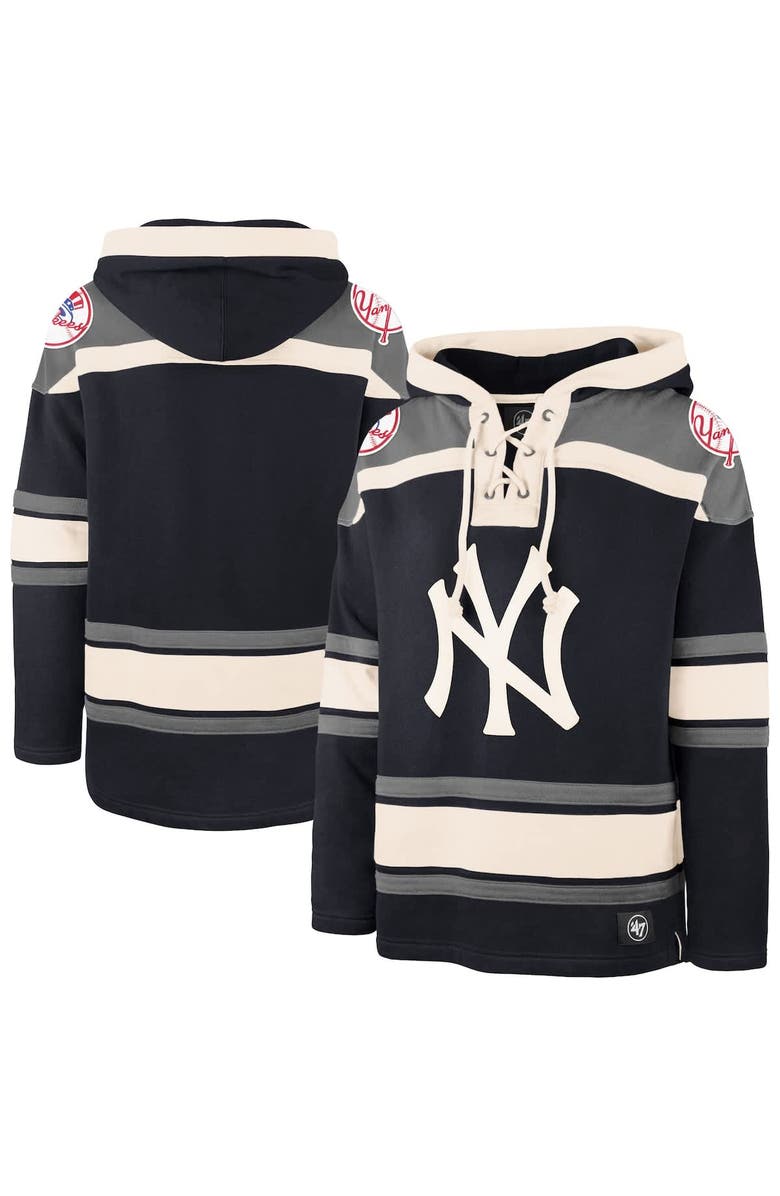 '47 Men's '47 Navy New York Yankees Superior Lacer Pullover Hoodie, Alternate, color,