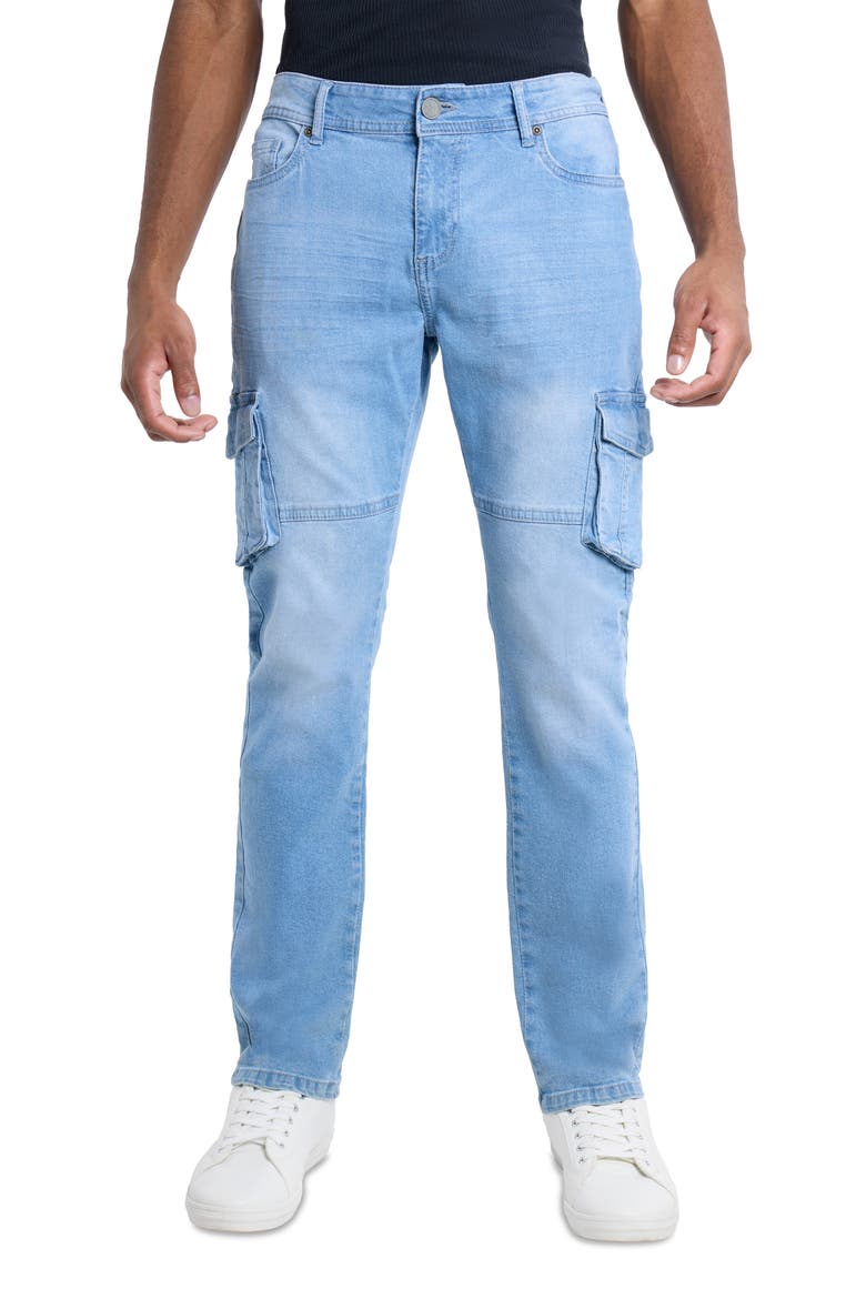 Slim Fit Cargo Jeans, Main, color, LIGHT BLUE