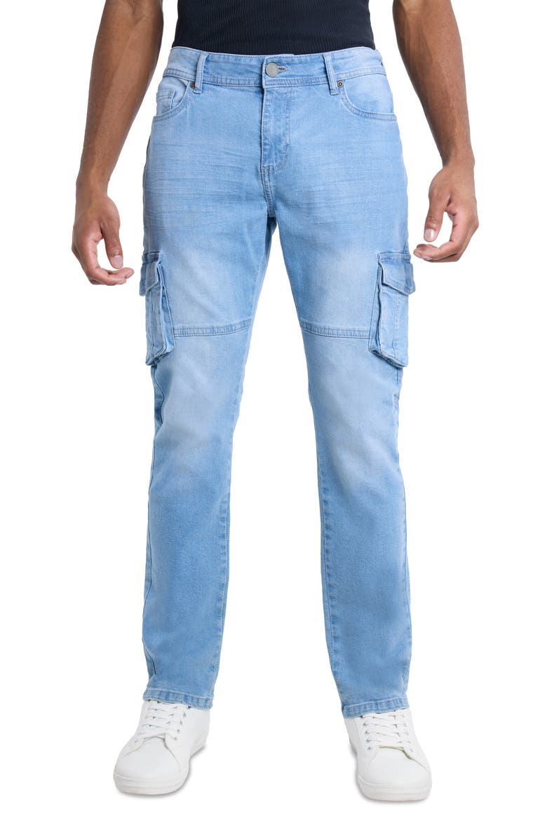 XRAY Slim Fit Cargo Jeans, Main, color, Light Blue