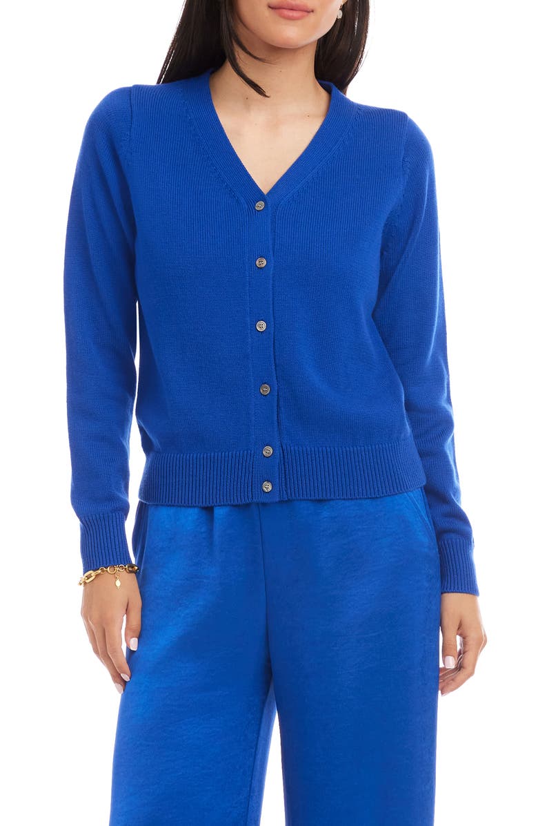 Karen Kane V-Neck Cardigan, Main, color, Sapphire Blue
