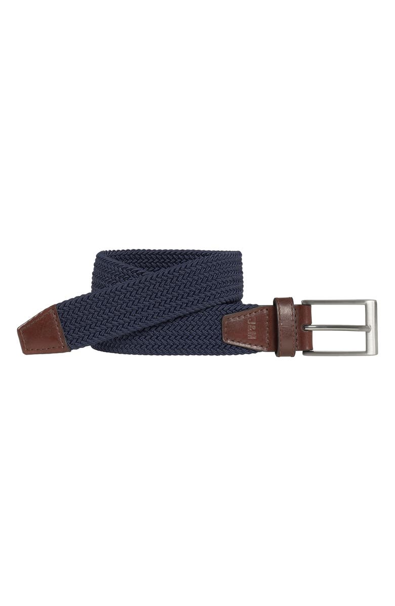 Johnston & Murphy Kids' Woven Stretch Belt, Main, color, Navy