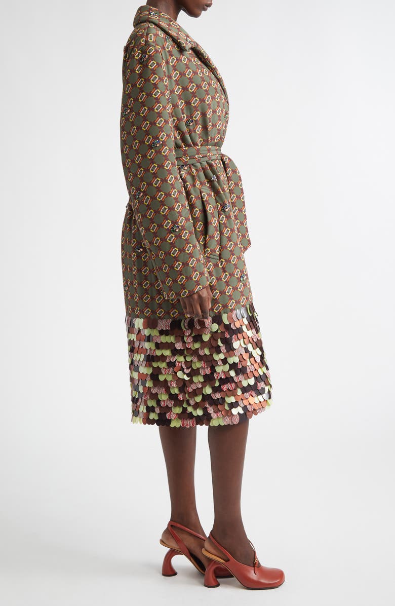 Dries Van Noten Roltas Mosaic Motif Wrap Coat, Alternate, color, Khaki