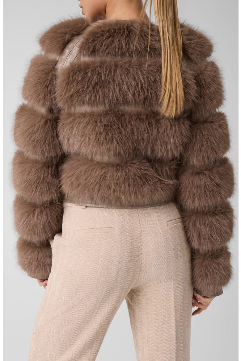 Arielle Croc Embossed Faux Fur Jacket, Alternate, color, SILK TAUPE