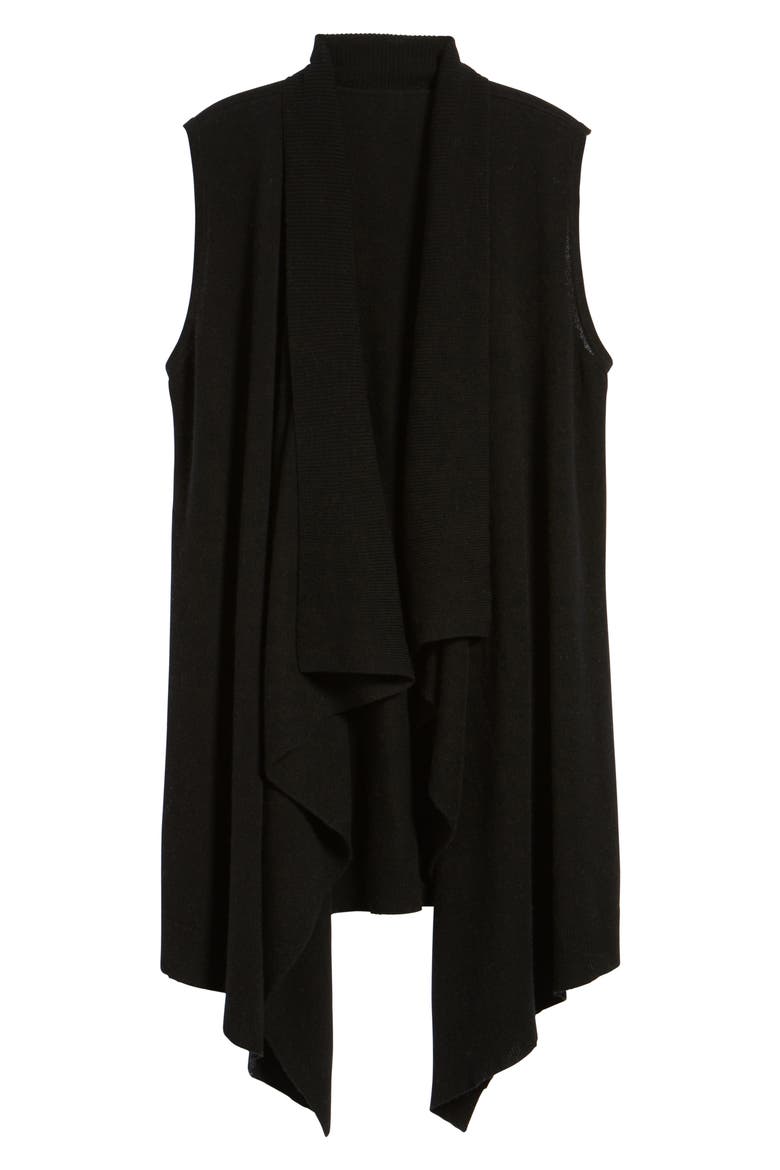 Wool & Cashmere Drape Front Sweater Vest, Alternate, color, BLACK