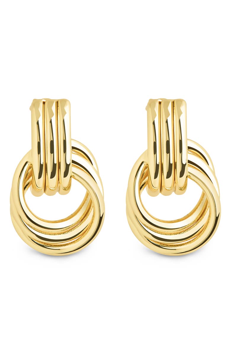 Sterling Forever Harvey Textured Door Knocker Earrings, Main, color, Gold