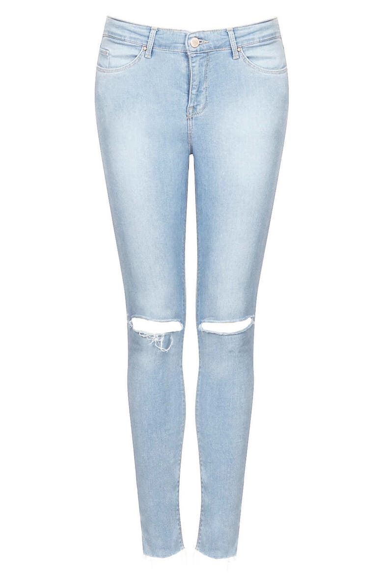 'Leigh' Distressed Skinny Jeans, Alternate, color, LIGHT DENIM