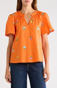 SUGARLIPS Mely Floral Puff Sleeve Cotton Top
