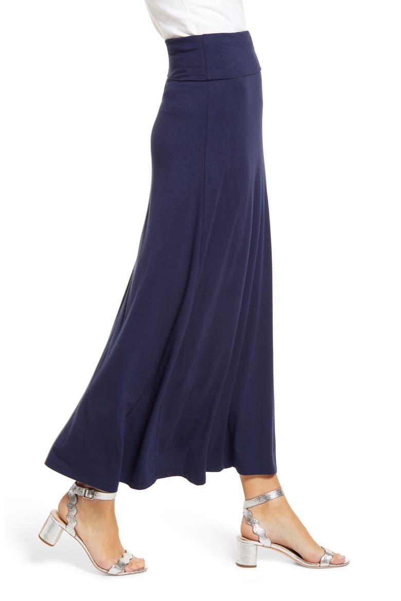Roll Top Maxi Skirt, Alternate, color, NAVY